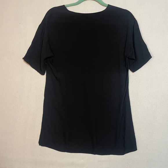 EILEEN FISHER Black Silk Blend V-Neck Long Sleeve Tunic Top - Size XS - Picture 3 of 8